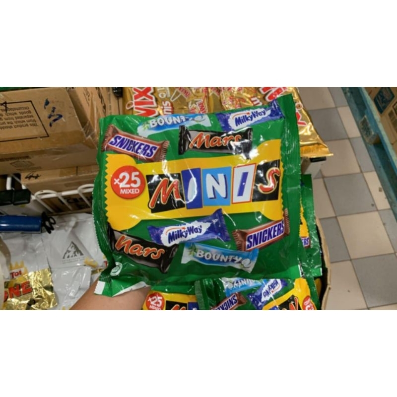 mix mini snigker masr twix bounty milky way ใน1ห่อมี5รส ขนาด500กรัม มี25ชิ้น คุ้มมาก