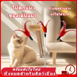 ของเล่นแมว ไม้ตกแมว ติดกระจก เพดาน ไม้แมวตั้งพื้นสปริง มีตัว…