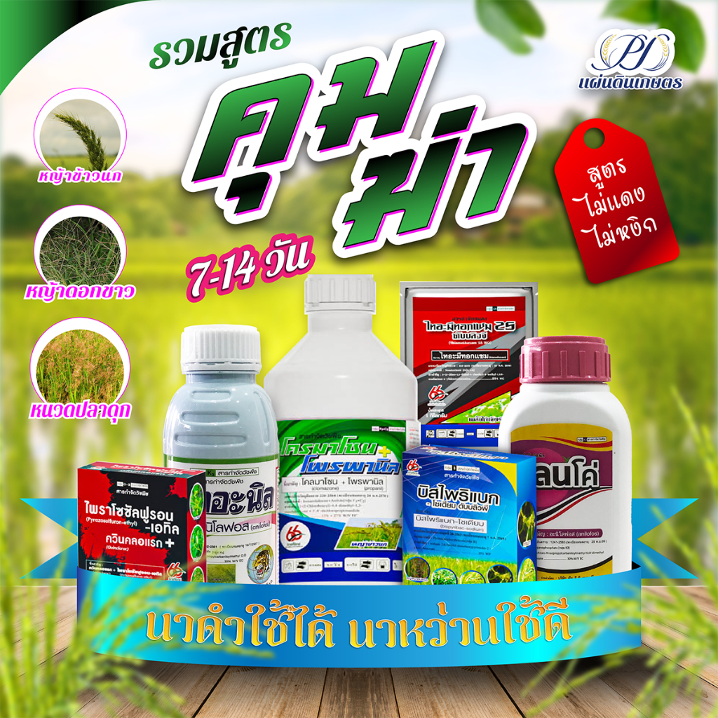 แนะนำ!! รวมสูตรคุมเก็บหญ้า 7-14 วัน 5-10 ไร่ นาดำคุมได้ นาหว่านคุมดี