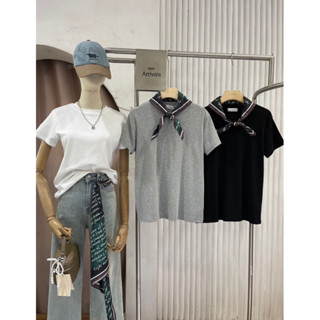 เสื้อยืดผู้หญิง สไตล์เกาหลี พร้อมผ้าพันคอ สวย เก๋ ชิคๆ ผ้าดี…