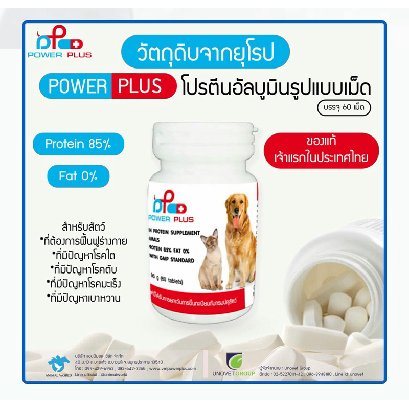 Power Plus Pure Albumin 60 Tablet  Exp.09/2026 อาหารเสริมโปรตีนชนิดเม็ด