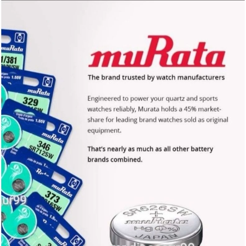 ถ่านกระดุม MURATA SR 626 / 621 / 726 / 920 / 927 / CR 2032 แพ็ก 5 ก้อน thumbnail 10