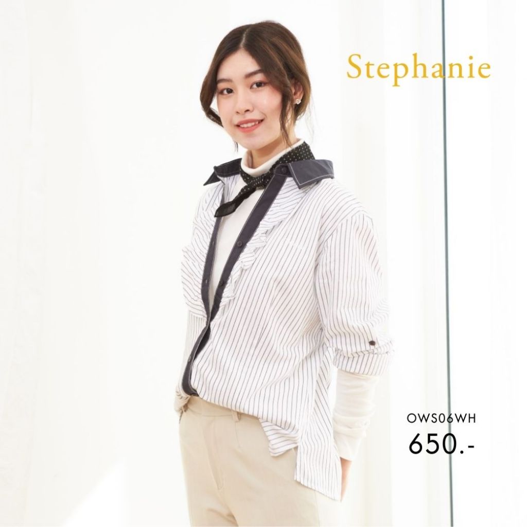 Stephanie เสื้อเชิ้ตแขนยาว (OWS06WH)