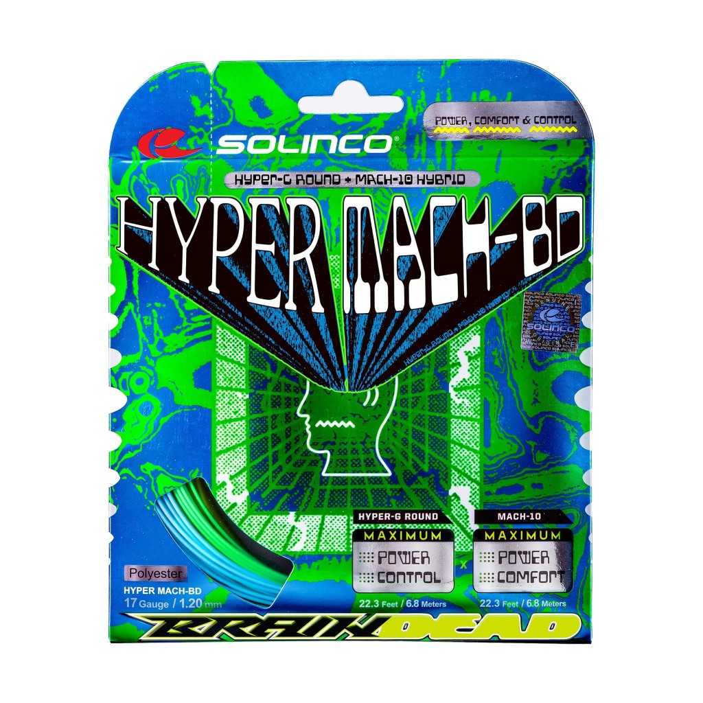 Solinco เอ็นไม้เทนนิส X Brain Dead Hyper-Mach BD 17/1.20mm Tennis String Reel | Green/Blue ( 1920617 )