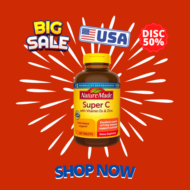 Imported from USA Nature Made Super C มาพร้อม Vitamin D3&Zicn วิตามินนำเข้ามาจากอเมริกาแท้100% พร้อม