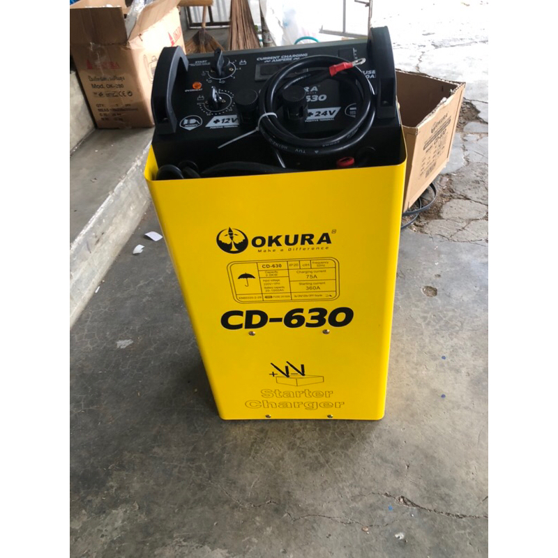 ตู้ชาร์จแบตเตอรี่ และ สตาร์ทรถยนต์ BATTERY CHARGER WITH ELECTRIC JUMP START ยี่ห้อOKURA รุ่นCD-630 (