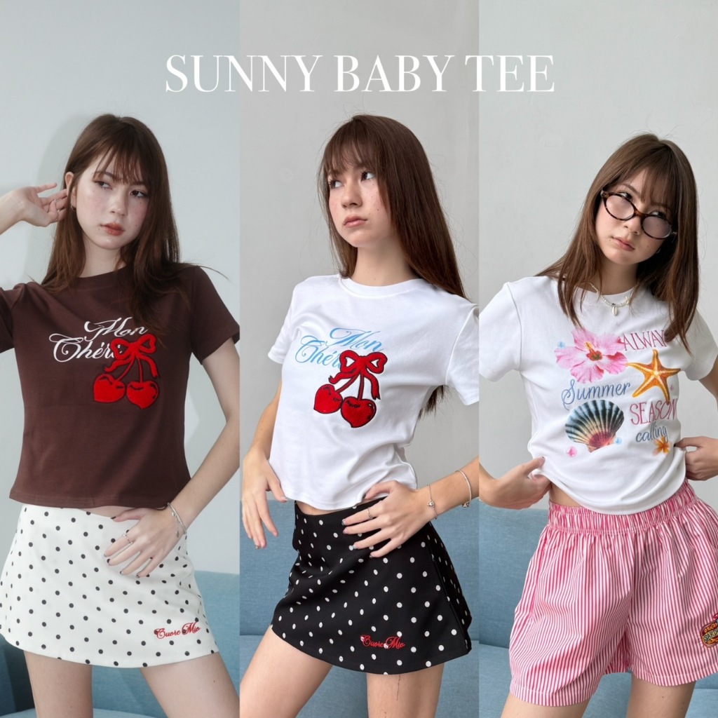 Sunny Baby Tee งานสกรีน+งานปัก ดีเทลน่ารักมากๆ ผ้าเนื้อนุ่ม