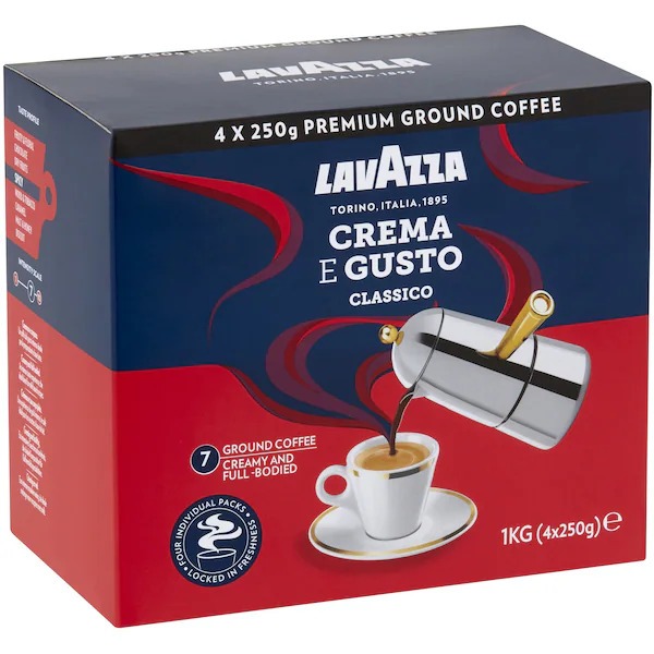 Lavazza Crema e Gusto Ground Coffee 1kg/ ลาวาซซา กาแฟคั่วบด ครีม่าเออกุสโต 1 กก.