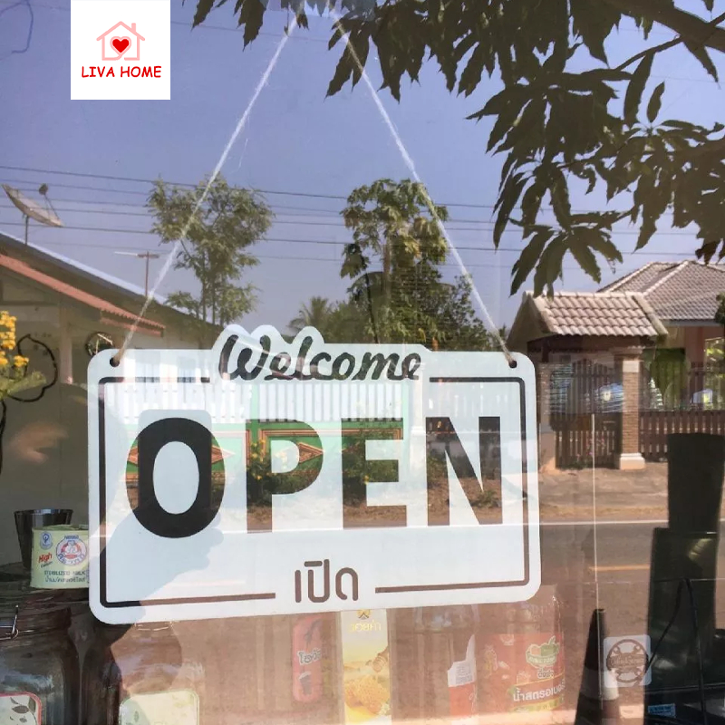 LIVA ลป้ายแขวน ปิด เปิด ป้ายเปิดปิด 2 ด้าน OPEN/CLOSED แถมเชือกและตะขอ ไม่บวมไม่ลอก ป้ายเปิดปิด