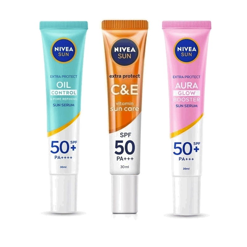 NIVEA Sun นีเวีย ซัน SPF50+ PA+++ Oil Control สีฟ้า C&E สีส้ม Aura สีชมพู 15 30 มล. ML