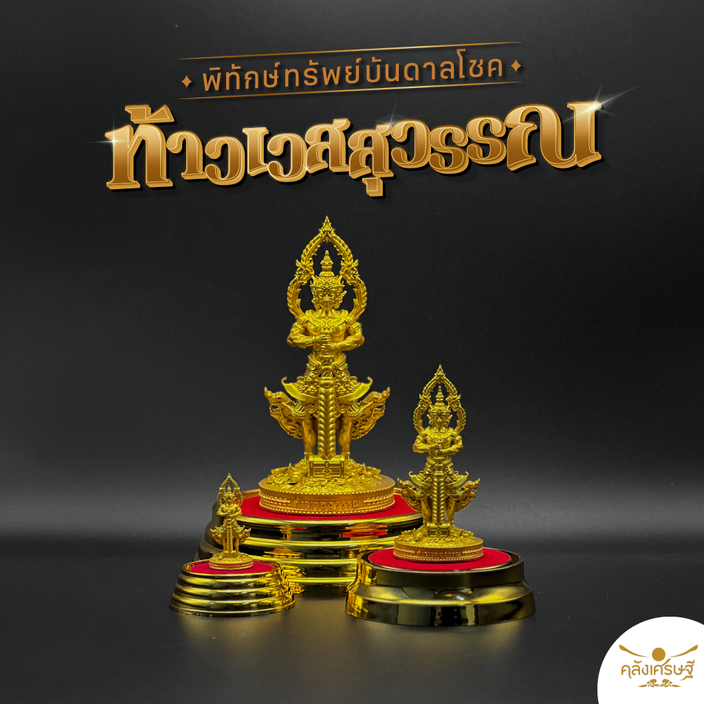 ท้าวเวสสุวรรณ รุ่น คลังเศรษฐีเรียกทรัพย์ตลอดปี 2567 สีทอง พร้อมที่ครอบแก้ว ปลุกเสกแล้ว ท้าวเวสสุวรรณ คุ้มครองปกปักรักษา