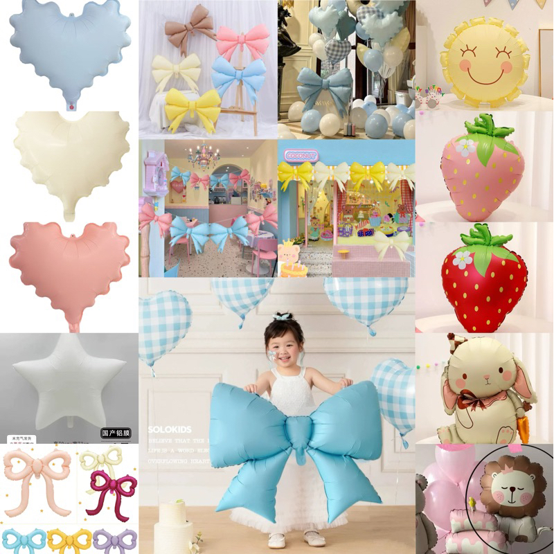 ร้านไทย🐻 มาใหม่ ลูกโป่งวันเกิด เนื้อแมท ธีมน้องหมี เค้ก โบว์ รถ รุ้ง เครื่องบิน aniversary น่ารักก🐻