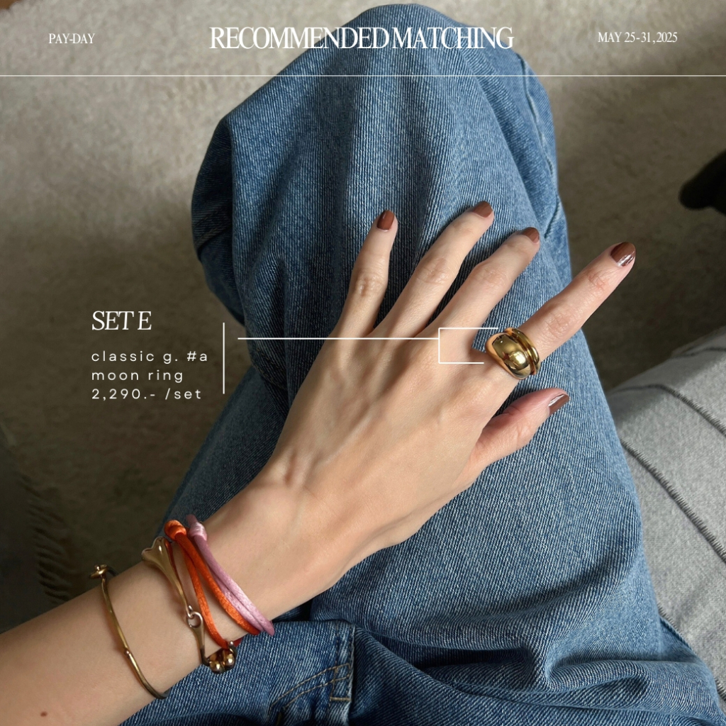 grumpy, SET : E moon ring + classic g. ring #a(รุ่นบางสีทอง)
