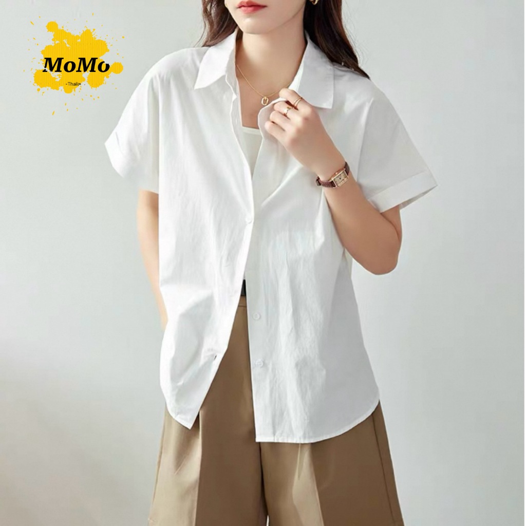 เสื้อเชิ้ตแขนสั้น เนื้อผ้าดี ไซส์ S-XXL สีพาสเทล Oversize สาวอวบ เสื้อผู้หญิง #081