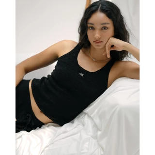 knitCircle - NOODLES Basic knit Tank top (3 สี) เสื้อกล้ามไหมพรม คอเว้า เส้นด้าย Tape แบน เนื้อผ้าทิ้งตัว ทรงไม่รัดแนบ