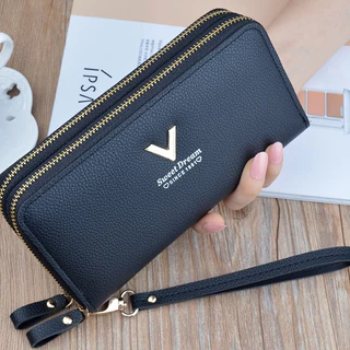 กระเป๋าสตางค์ กระเป๋าสตางค์ใบยาวซิบคู่ โลโก้ v (GC-001)