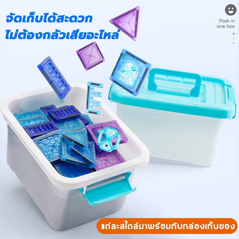 [แถม กล่องเก็บ]magnetic tiles ของแท้ อาณาจักรหิมะ ตัวต่อรางบอล ของเล่นต่อแม่เหล็ก magnetic block - รูปที่ 5