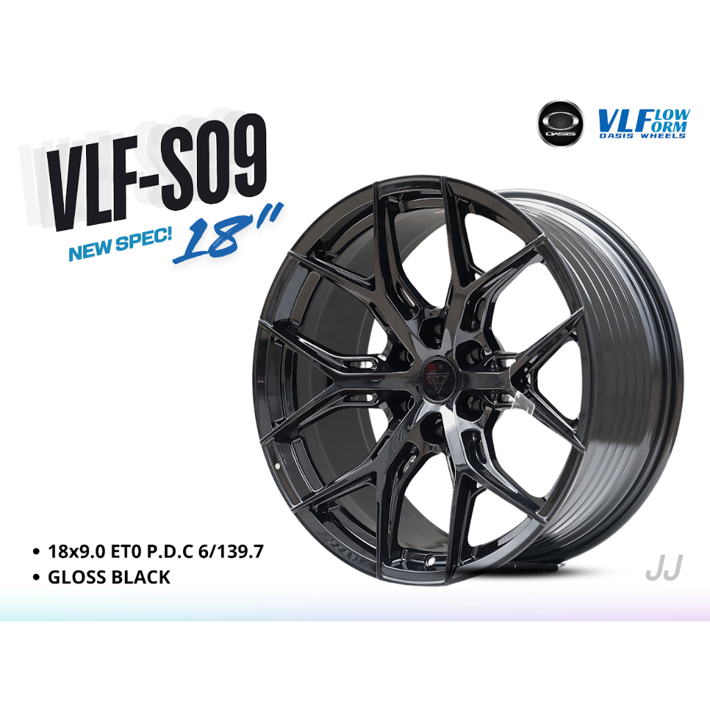 ล้อแม็ก Oasis VLF S09 ขอบ 18x9.0 ET0 PCD 6x139.7 สี Gloss Black | ลายซี่คู่สุดโฉบเฉี่ยว สายสปอร์ตเท่