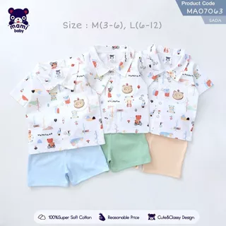 Mami Baby ชุดเซ็ทเสื้อเชิ๊ตพิมพ์ลาย+กางเกง 3-6 M, 6-12M, 12-18M, 18-24M (1 ชุด) | Babytrend