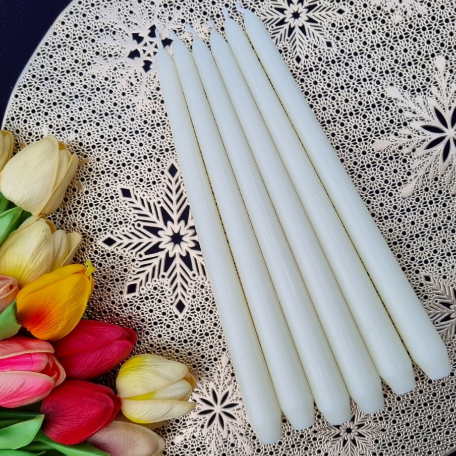 TheBestDIY เทียนแท่ง เทียนเทปเปอร์ สีงาช้าง 10นิ้ว ไม่มีกลิ่น Tapper Candles. (TP10/6)