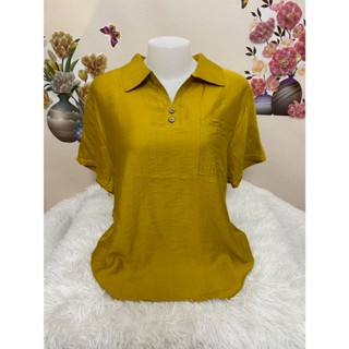 เสื้อคอปก ผ้าสปัน เสื้อคุณแม่ เนื้อผ้าเบาใส่สบาย มีกระเป๋าหน…