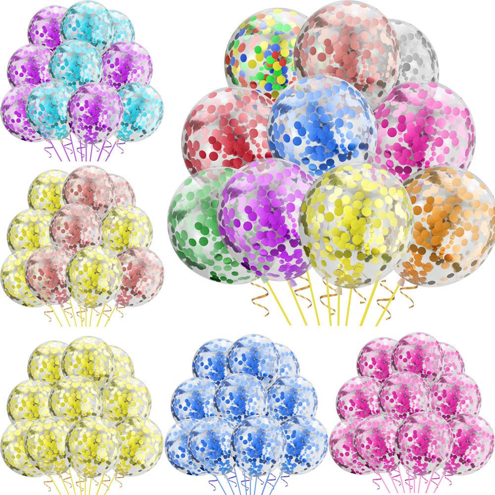ส่งจากไทย 12นิ้ว5PCS ลูกโป่งกลิตเตอร์ ลูกโป่งเศษกระดาษใส ลูกโป่งวันเกิด ชุดลูกโป่งวันเกิด สําหรับตกแต่งปาร์ตี้วันเกิด