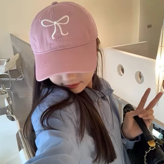 🍓EnJoy🍓พร้อมส่ง (MK-1) หมวกแก็ป "ปีกโบว์" มินิมอล หมวกเบสบอล แฟชั่นเกาหลีcotton cap