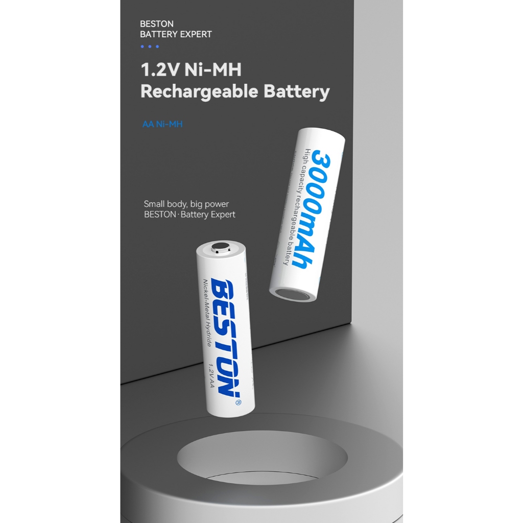 ถ่านชาร์จ AA BESTON 3000 mAh 1.2V Ni-mh ถ่านชาร์จ จำนวน 4 ก้อน คุณภาพสูง ราคาถูก