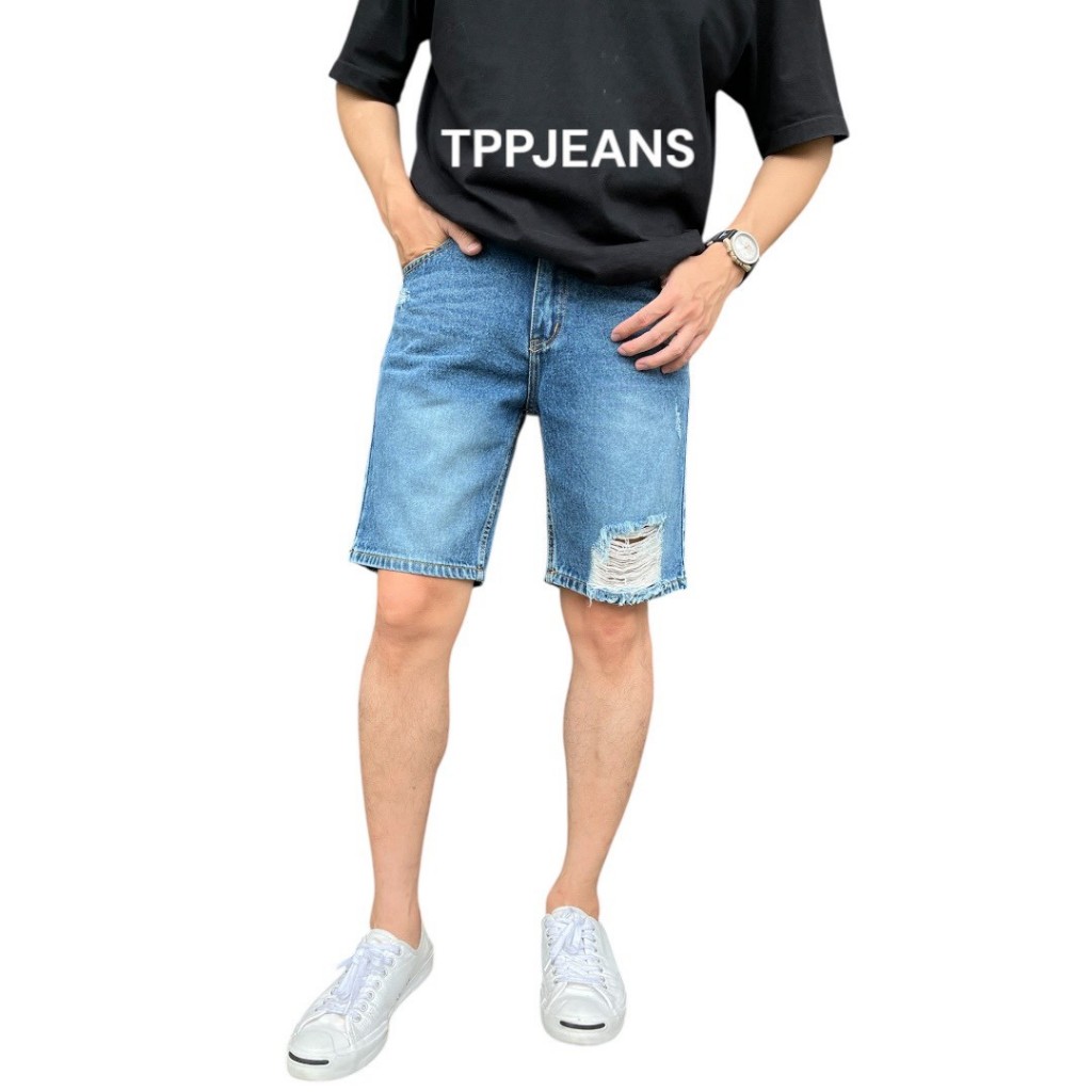JEANSEEXPRESS MT7 Shorts DENIM กางเกงยีนส์ขาสั้นชาย สีบลูยีนส์ฟอกแต่งขาด ทรงคลาสสิค ความยาวเหนือเข่า เป้าซิป Size28-38 ราคา ถูกที่สุด ดีลบีเคเค แกลเลอรีภาพที่ 2