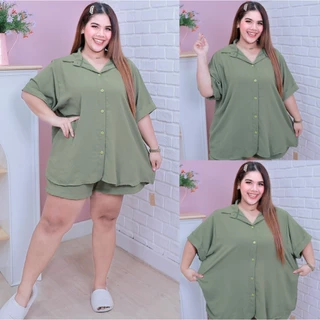 [ ส่งฟรี 🔥 ] A299 เสื้อเชิ้ตแขนค้างคาว เสื้อเชิ้ตสาวอวบ เสื้อเชิ้ตไซส์ใหญ่ โอเวอร์ไซส์ สไตล์เกาหลี ( อก 44-60“ ) ใส่สบาย