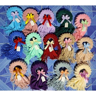 มาลัยผ้าคลุมไหล่แคชเมียร์ใส่ถุงแก้วฟรีสติกเกอร์thankyou