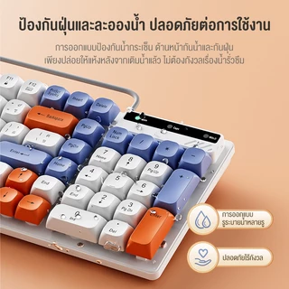 Bajiss ภาษาไทย คีย์บอร์ด คีย์บอร์ดเกมมิ่งมีสาย Keyboard Thai Wired 101คีย์ เซตคีย์บอร์ด PC Windows/IOS/Android