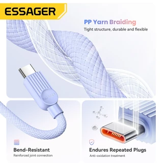 ESSAGER สายชาร์จ USB ถึง USB C ถึง Type C To L ชาร์จเร็ว 100W/60W/29W สำหรับโทรศัพท์ สาย USB2.0 480Mbps
