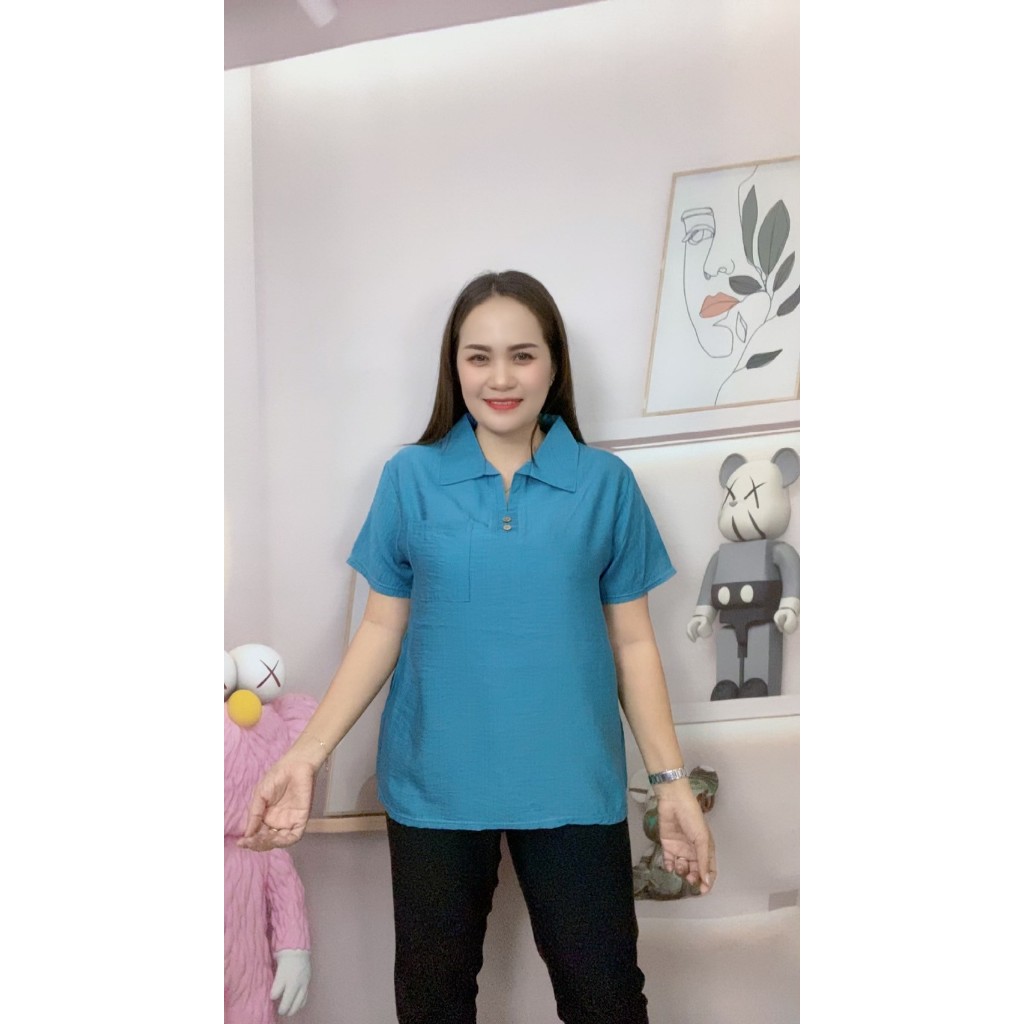 เสื้อคอปกสีดำ  เสื้อสีดำ เสื้อสปันผู้หญิง  รอบอกฟรีไซส์ 40-44นิ้วใส่ได้ค่ะ รุ่น601 - รูปที่ 4