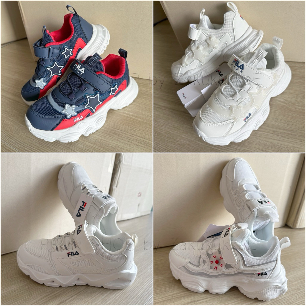 รองเท้าผ้าใบเด็ก Fila รุ่นสีขาว มีไฟ✨✨ ของใหม่ของแท้