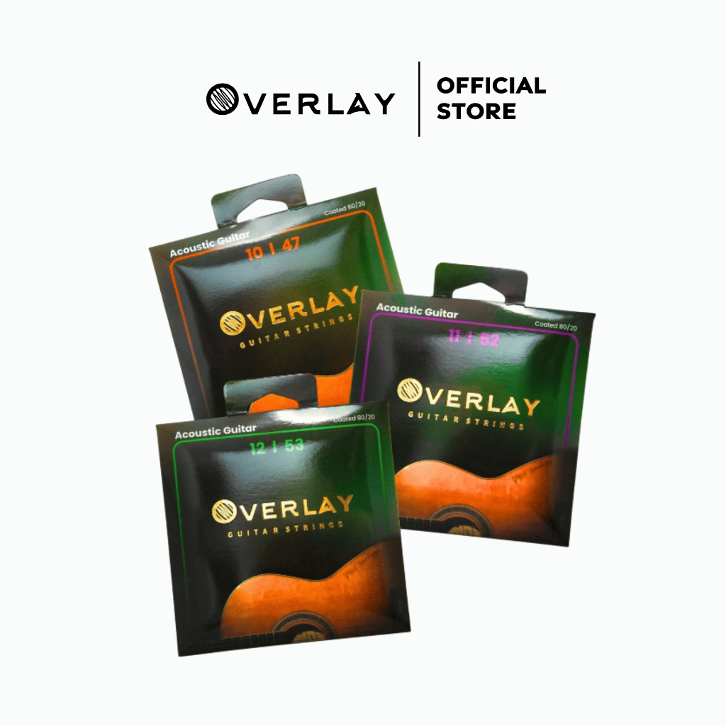 OverLay สายกีต้าร์โปร่ง เคลือบกันสนิม ทนกว่าสายปกติถึง 5 เท่า สายกีต้าร์เบอร์ 10 11 12