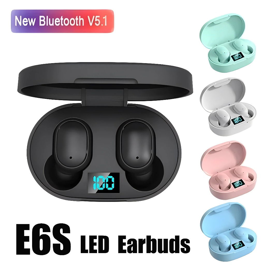 E6S TWS Bluetooth Earphones 5.2 Wireless Headphones with Micphone charging box Handsfree Earbuds for