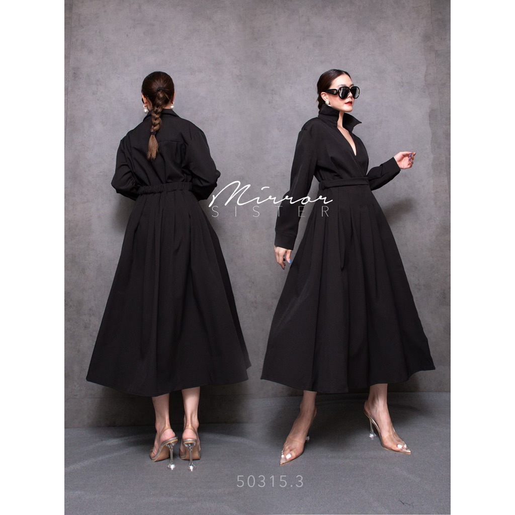 เดรสยาวสีดำ เดรสสีดำทรงเรียบง่าย 50315.3 Mirrorsister