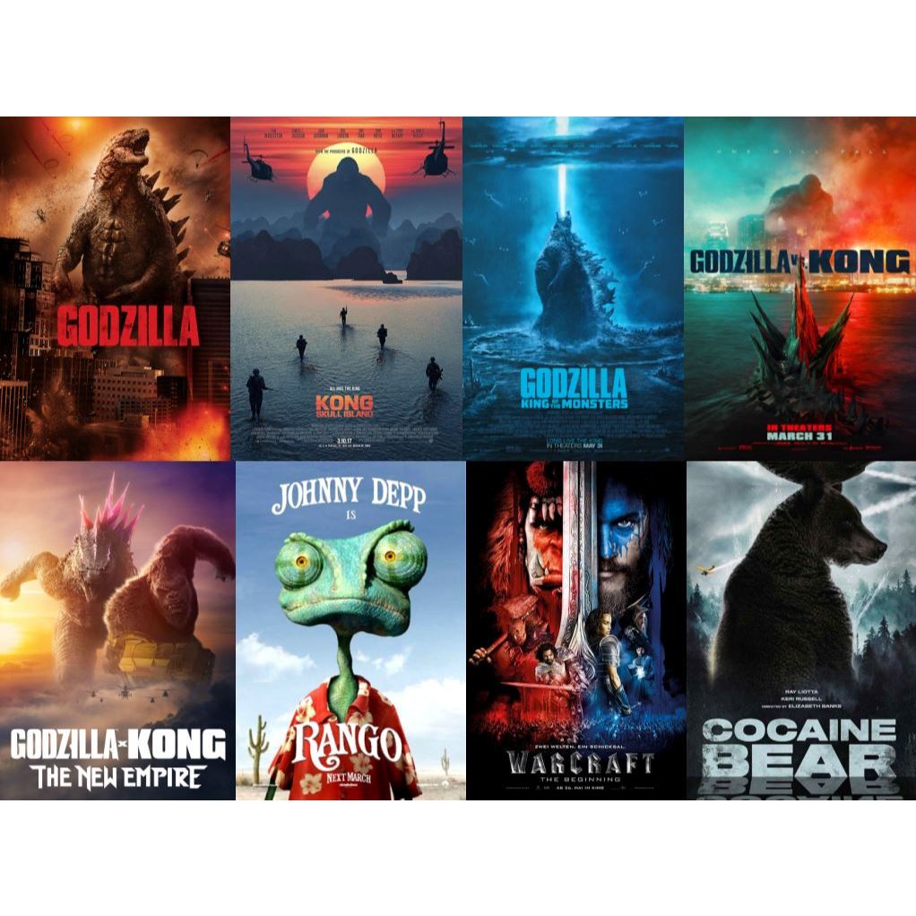 Flash Drive 64 Gb Godzilla x Kong Boxset_Rango_Warcraft The Beginning_Cocaine Bear HD 1080p and 4K