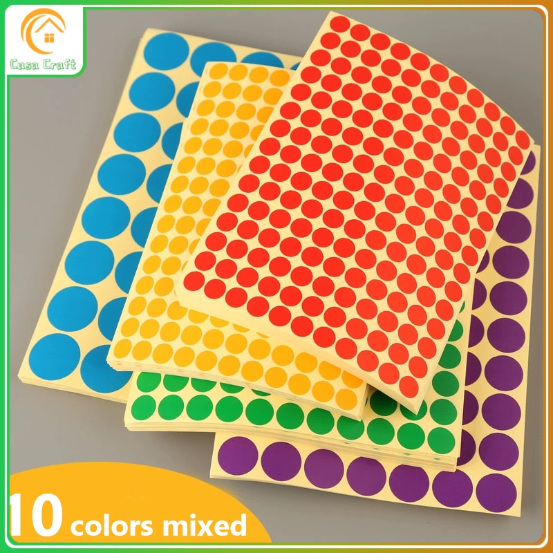 สติ๊กเกอร์จุดกลมสี 10 แผ่น สติ๊กเกอร์ติดป้ายจุด สติ๊กเกอร์ติดฉลาก กันน้ำ