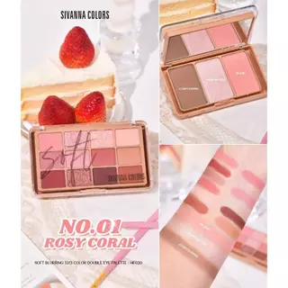 (HF620) ซีเวนน่า บลัชออน+คอนทัวร์+ไฮไลท์ Sivanna Colors Soft Blurring 12/3 Color Doulblr Eye Palette