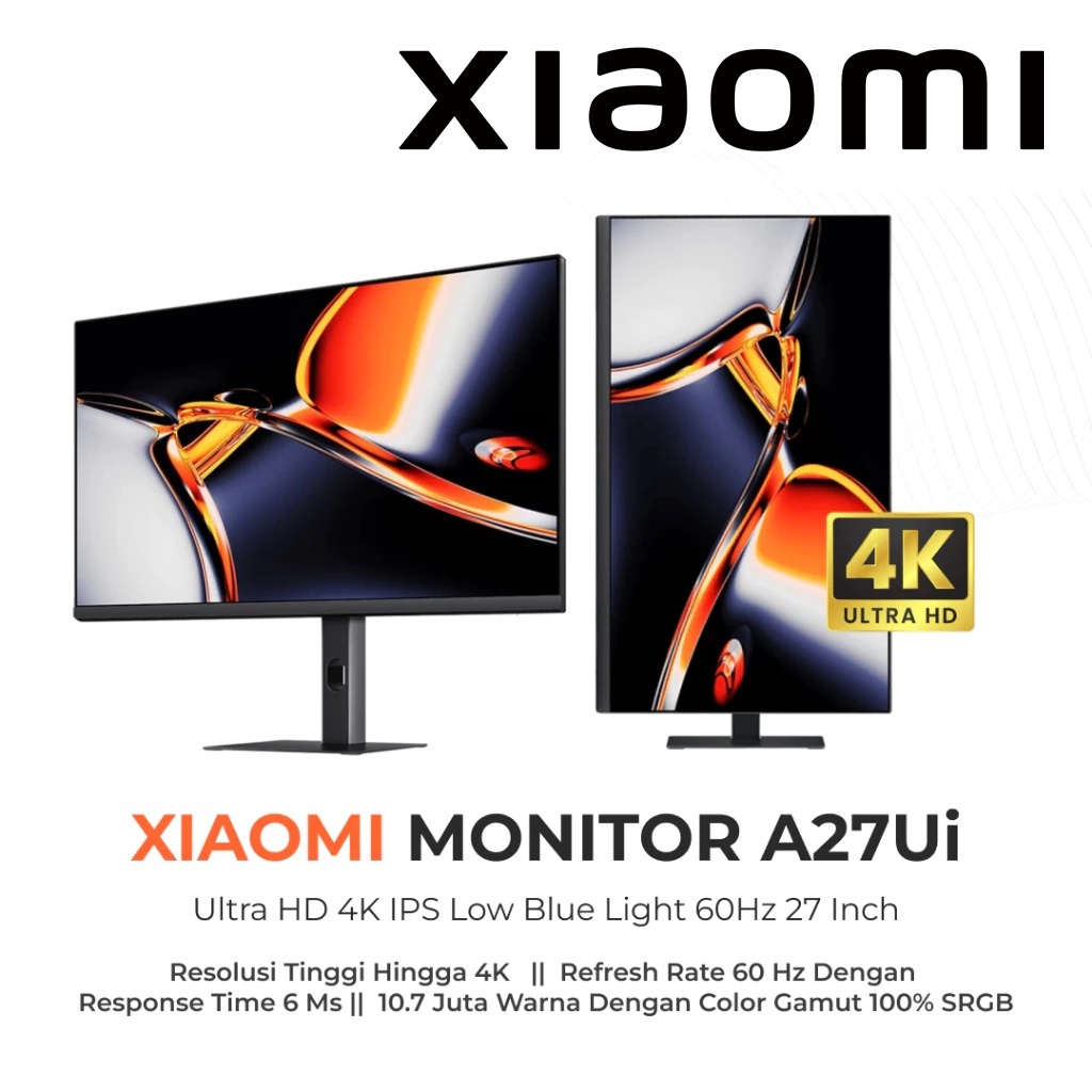 Xiaomi 4K Monitor A27Ui / IPS HDR10 60Hz / 4K UHD image quality | USB-C reverse charging