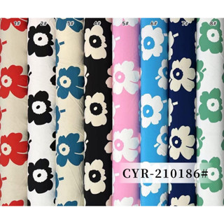 ผ้าไหมอิตาลีหน้ากว้าง60นิ้ว ลายมารีเมโกะดอกขนาด8.5นิ้ว สามาร…