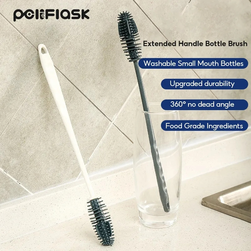 Peliflask Cup Cleaning Brush (white) แปรงล้างแก้ว หัวแปรงไนลอน ด้ามจับยาว อเนกประสงค์ แปรงไนล่อน