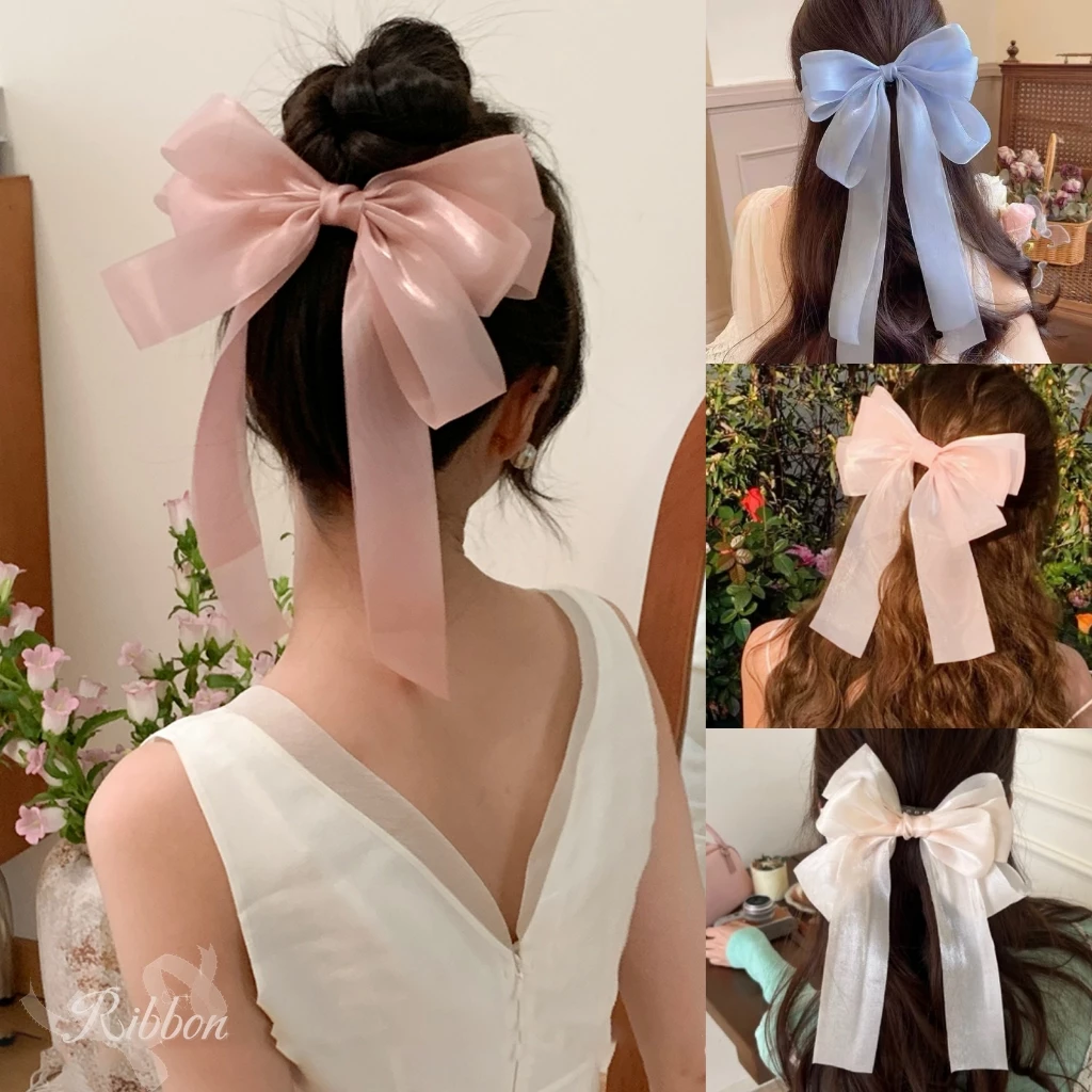 กิ๊ฟติดผม โบว์เน็ตติดผม🎀 ขนาดใหญ่ สีสันสดใส ยาวรัดผม หลากสี หวาน สำหรับผู้หญิง เครื่องประดับแฟชั่น✨
