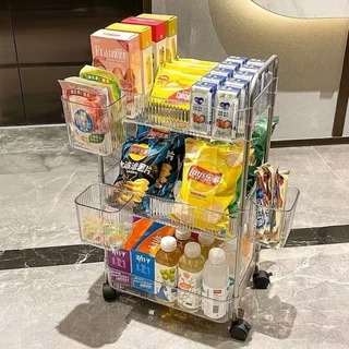 HOME "ชั้นวางรถเข็นอะคริลิก | เก็บของหลายชั้น รับน้ำหนักสูง วัสดุรักษ์โลก พร้อมมือจับสแตนเลสและล้อหมุน360°"