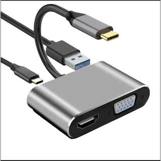 อะแดปเตอร์ USB C HDMI Type c ถึง HDMI 4K 4 ใน 1 พร้อมตัวแปลงเสียงและวิดีโอ VGA USB3.0