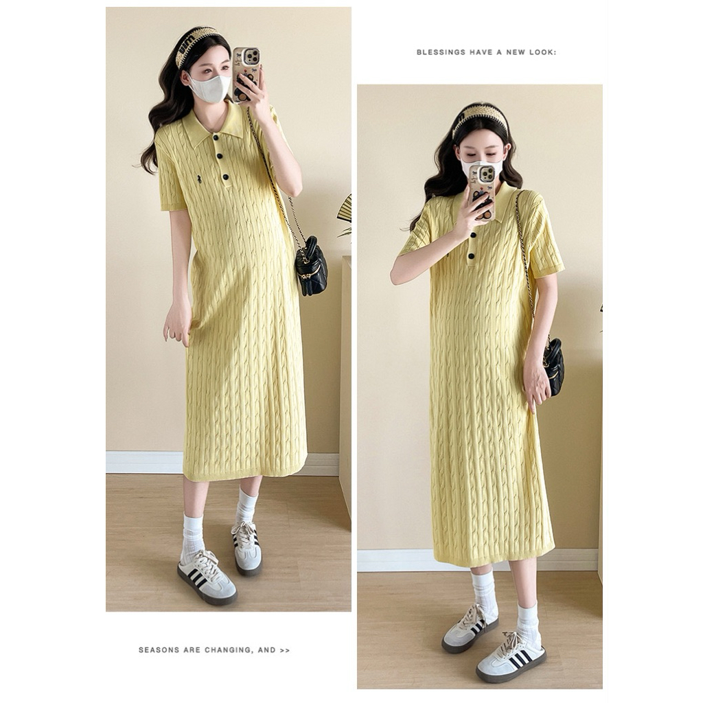 ชุดคลุมท้องคอปกผ้าไหมพรมยืดนิ่ม ใส่สบาย มีซิปให้นมได้ - รูปที่ 3