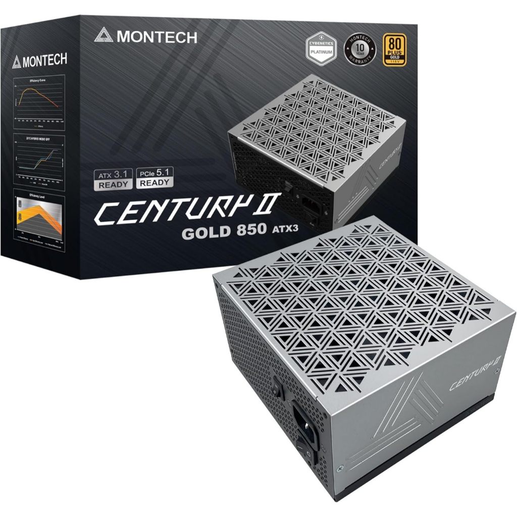 POWER SUPPLY (อุปกรณ์จ่ายไฟ) MONTECH CENTURY II GOLD 850W, 1050W, 1200W ATX 3.1 PCIE 5.1