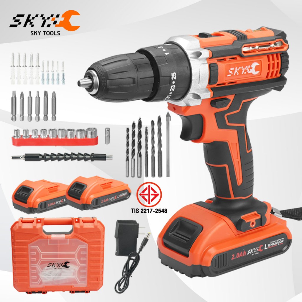 SKY TOOLS สว่านไร้สาย สว่าน 3 ระบบ สว่านไฟฟ้าไร้สาย ดอกสว่าน และ อุปกรณ์ รุ่น SKY-1013